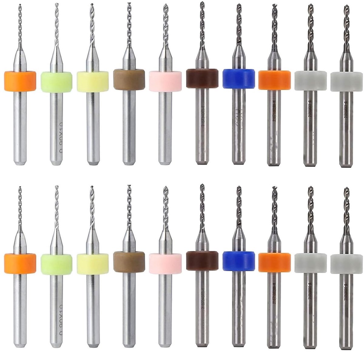 Bits, 20 stuks boorpunten, micro-boorpunten, spiraal fluit carbide, voor modesieraden, PCB elektronica, mini-bits (0,6 - 1,5 mm)