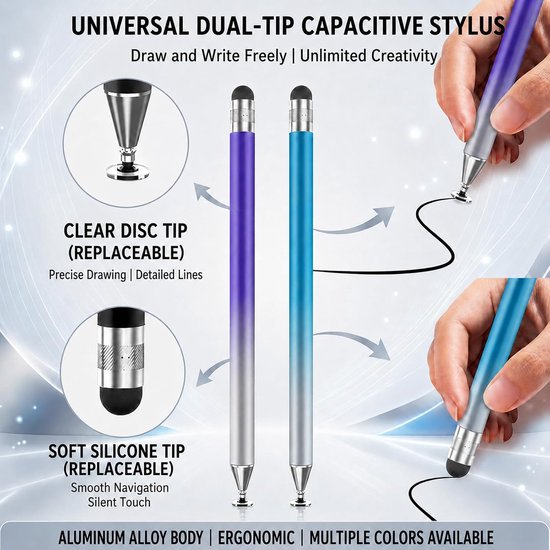Stylus voor tablets en smartphones, 2-in-1 universele capacitieve stylus voor S-ung/Leovo/Xiaomi/iPhone/Tablet/iPad Pro/Mini/Air, hoge precisie en gevoeligheid — afbeelding 5