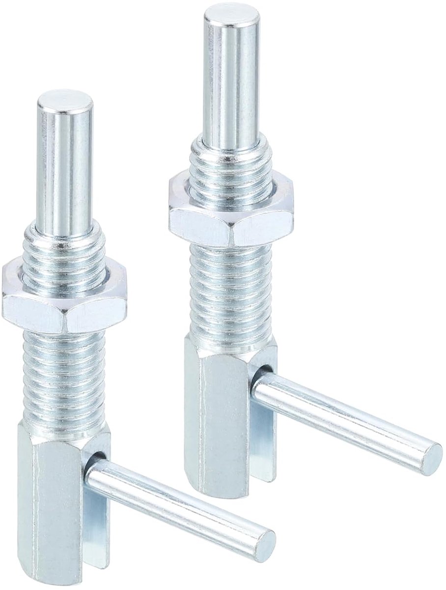 2 stuks uittrekbare indexeringsspanpen, M12 l veerspanpen van koolstofstaal met veerbelaste grendel met moer voor machinebouw, scheepsbouw