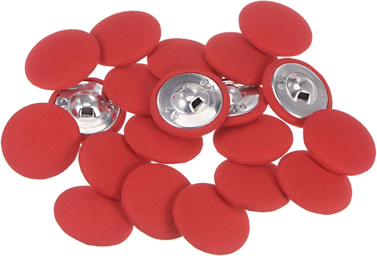 Knopen, 20 stuks, 40 liter, 25 mm, rond, metalen schacht, naaiknopen voor pakken, jurken, blouses, rood