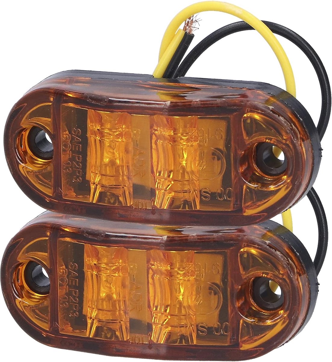Fydun 10-30V 2 LED Markeringslicht Zijmarkeringslamp Signaal Waarschuwingslampje Voor Auto's Vrachtwagens Aanhangwagens Campers(C (geel))