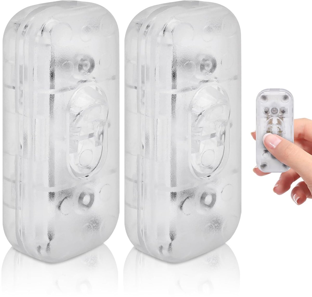 2 stuks tussenschakelaar, snoerschakelaar, inline schakelaar, 6 A, 250 V, snoerschakelaar, 2-polig, kabelschakelaar, tuimelschakelaar, snoerschakelaar voor lamp, kleine apparaten, transparant