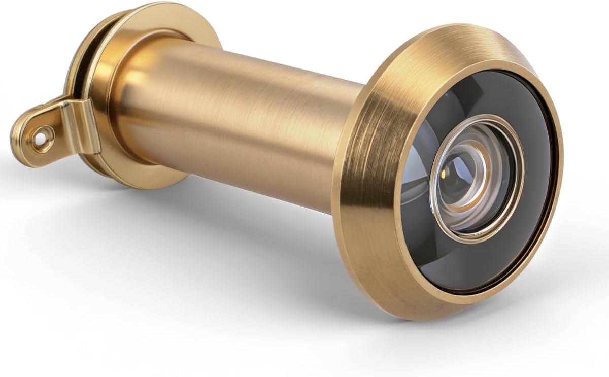 1 stuk UL gecertificeerd goud 12mm(buisdiameter),35-60mm(lengte),25mm(kop),massief messing afneembare achterkap van 200 graden,geschikt voor diverse deuren.