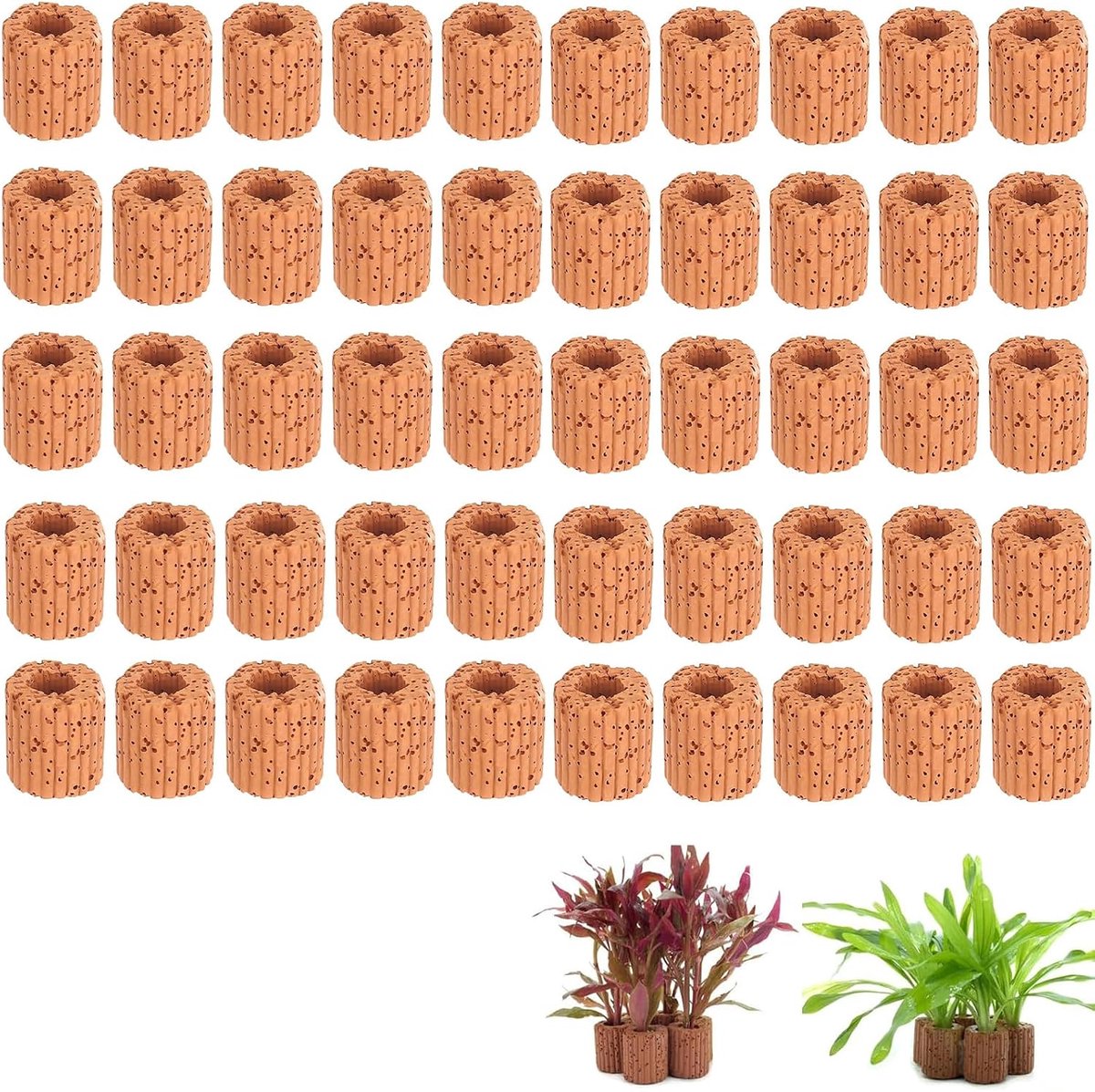 50 Stuk Waterplant Vaste Keramische, Waterplant Vaste Ringen, Waterplanten Aquarium Keramische, Waterinstallatie Vaste Ring voor Aquaria Aquarium voor Aquarium Tank Vijvers