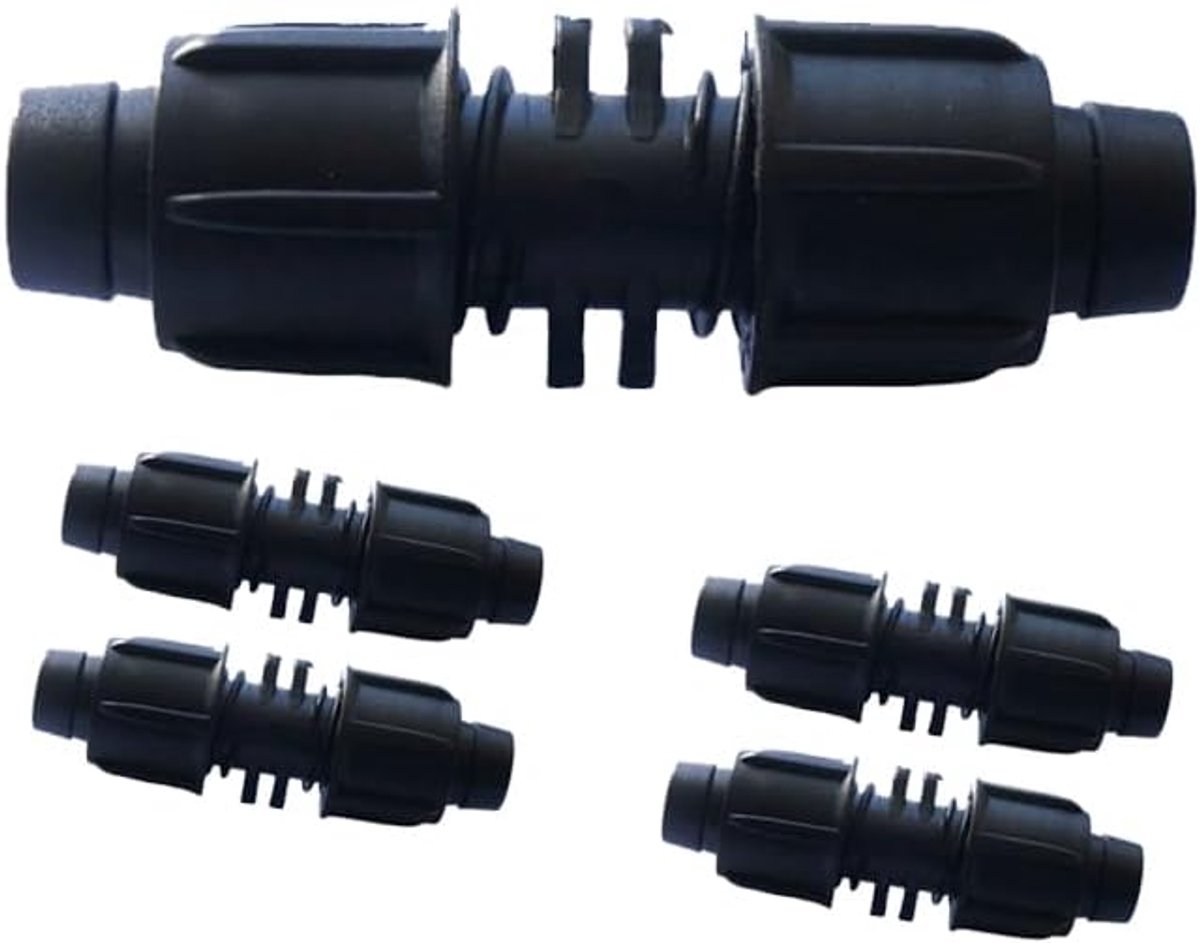 Pack 100 Verbindingsstukken voor Druppelirrigatiebuis 16mm | Koppeling voor Irrigatieslang, zwart