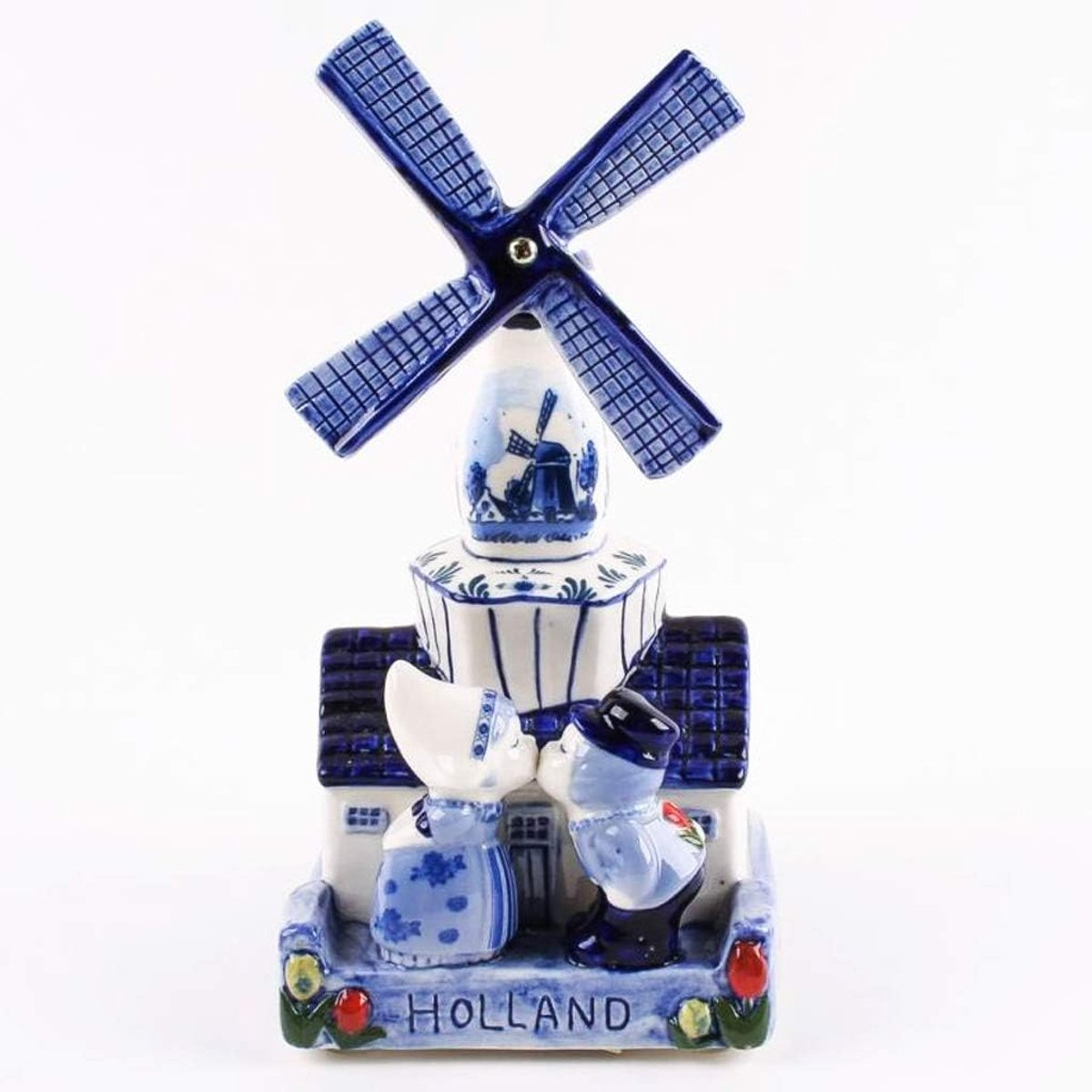 Muziekdoos Kussend Paar 16 cm - Delfts Blauw Keramiek - Perfect Hollands Souvenir - SnelShoppen