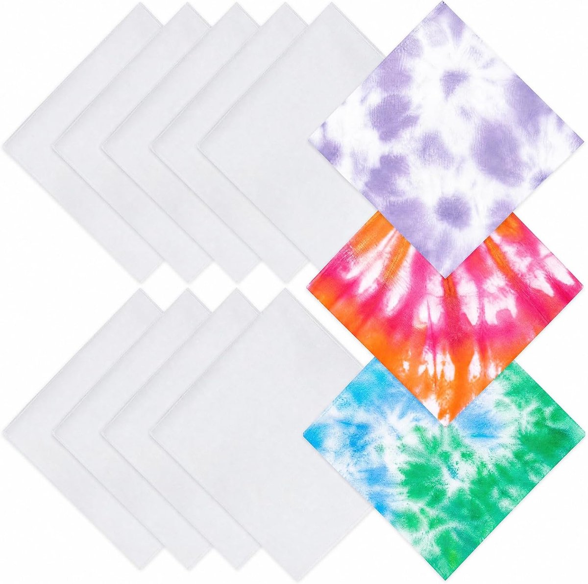 12 stuks witte bandana's, 100% katoenen bandana's voor dames en heren, DIY Tie Dye bandana, 55 x 55 cm, bandana's, hoofddoek, Nickitdoeken voor hoofd, hals en armen