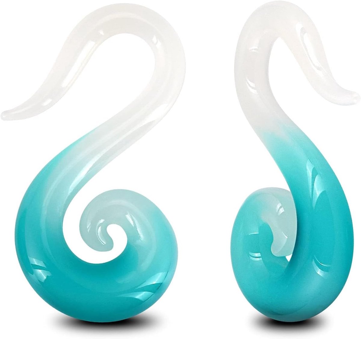 Tapers, 1 paar, van glas, spiraal, zeepaardje, oorpiercing, stretching, expander, stretchspiraal, slak, 5 - 10 mm