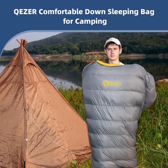 Slaapzak Volwassenen - Outdoor Slaapzak - Kamperen en Hiken - Grafeen Voering - 217 x 82 cm - Grijs — afbeelding 2