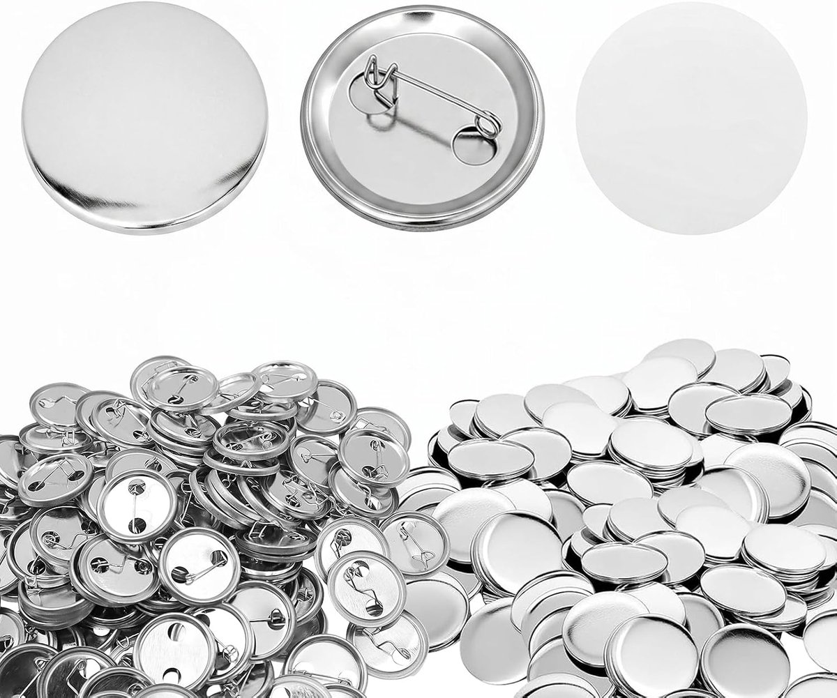 100 stuks metalen knoopspeld 25 mm buttons zelf maken met veiligheidsspeld, ronde lege buttons, badge, button voor knutselen, handwerk, activiteiten