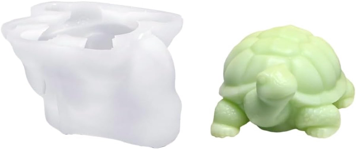 Schattige schildpad siliconen vorm, set van 2 hars- en gipsafdruk in diervorm, anti-aanbaklaag, voor taart, kaars en huisdecoratie, zeep en kaarsen