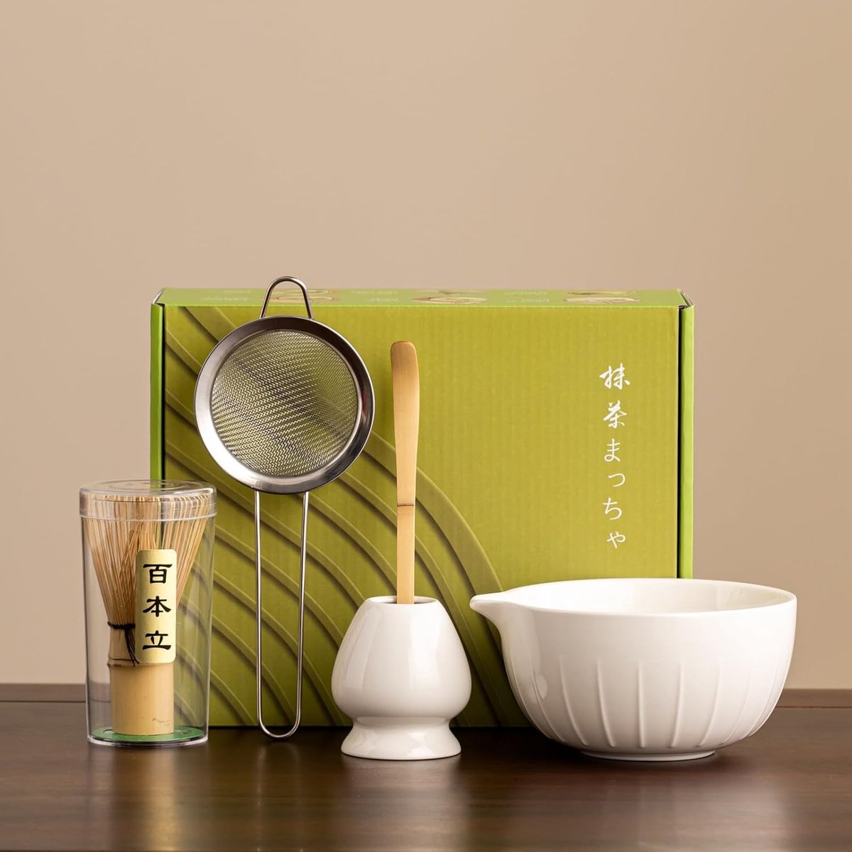 Matcha-gardeset, matcha-set, matcha-poederkit voor ceremonie, matcha-theeset voor het maken van latte, matcha-garde set en kom met schep en zeef