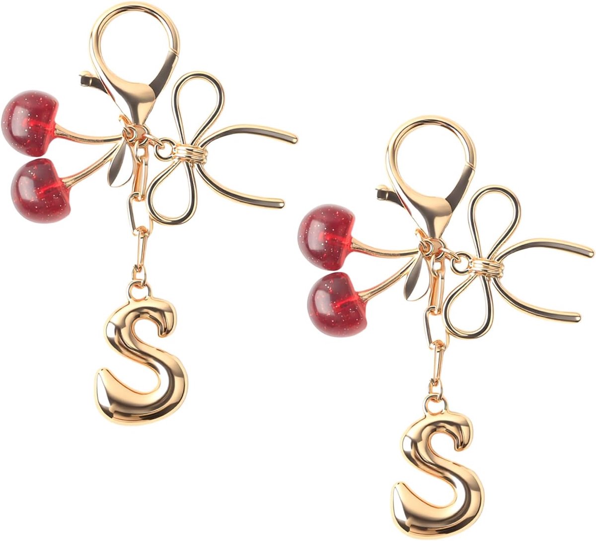 2 stuks Sleutelhangers met Strik Tas Charm Zakhanger Dames Kersen Hanger Voor Modieuze Handtassen, Rugzakken, Portemonnees En Sleutelhangers | Kersenhanger voor tassen voor modieuze tassen, handtassen, sleutelaccessoire