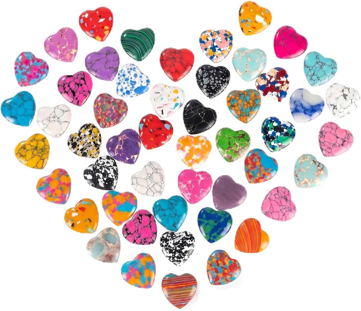 50 stuks hartstenen, helende kristallen, edelstenen, set van kleurrijke natuurlijke edelstenen voor edelstenen, jubileumcadeau, mama voor Moederdag, en kristaltherapie, meditatie en decoratie.