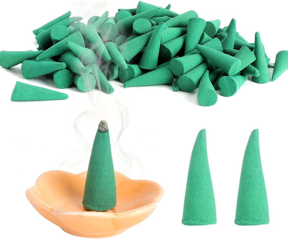 Wierookkegels, wierookkegels, citroengras met 1 keramische schaal, citronella wierookkegels voor camping, buiten, terras, tuin, balkon, picknick, vissen citroengras