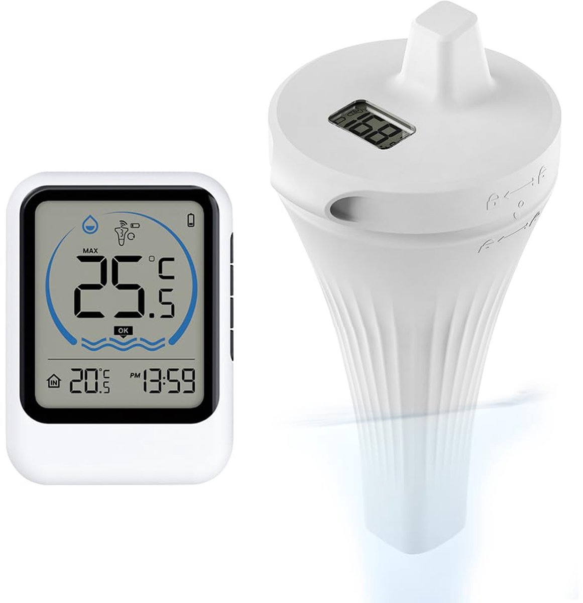 draadloze zwembadthermometer, draadloos, drijvende waterthermometer met buitensensor, IP68 waterdicht, badkuipen, aquarium, zwembaden, vijver