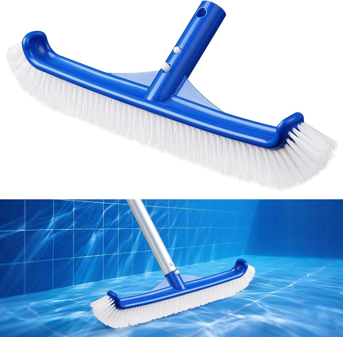 Zwembadborstel, zwembadreinigingsborstel, zwembadreinigingsborstel, zwembadborstel, 43 cm, zwembadborstel, EZ-clip, kunststof handgreep, zwembadborstels voor zwembad, badkuip, whirlpool, spa, badkamer