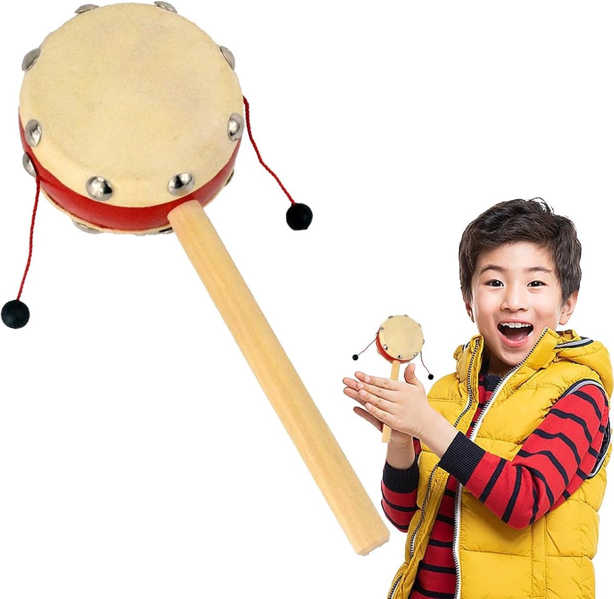Rammeltrommel voor kinderen | Handschuddende | rammelaar,Rammelaar Trommel voor kinderen, Cartoon Shaker , Houten Muzikale Rammelaars Trommel, Hand Bells