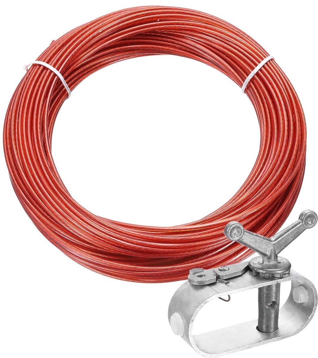 1 stuk spankabel, ommanteld, stalen kabel Ø 2 mm, lengte 30 m, spankabel, voor zwembadzeilen, bevestigingskoord, winterafdekking
