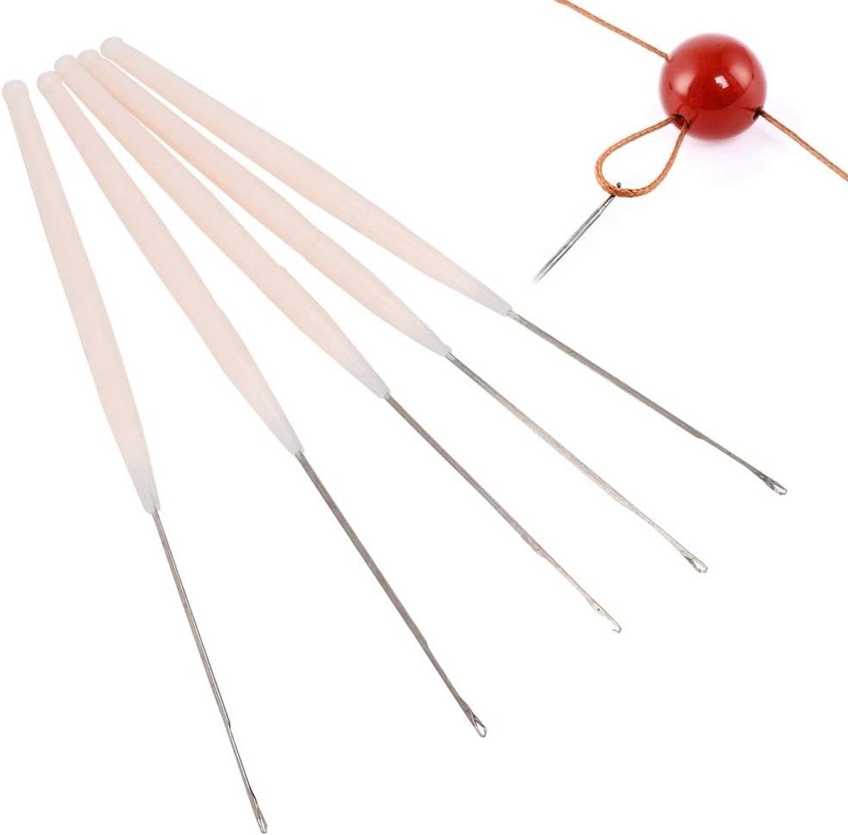 5-delige Kralengereedschap bead needles for jewelry making Kralennaalden, Draadnaalden, Kraalhaaknaald, Sieradengereedschap, Tee Haak voor Het Maken van Haaknaalden