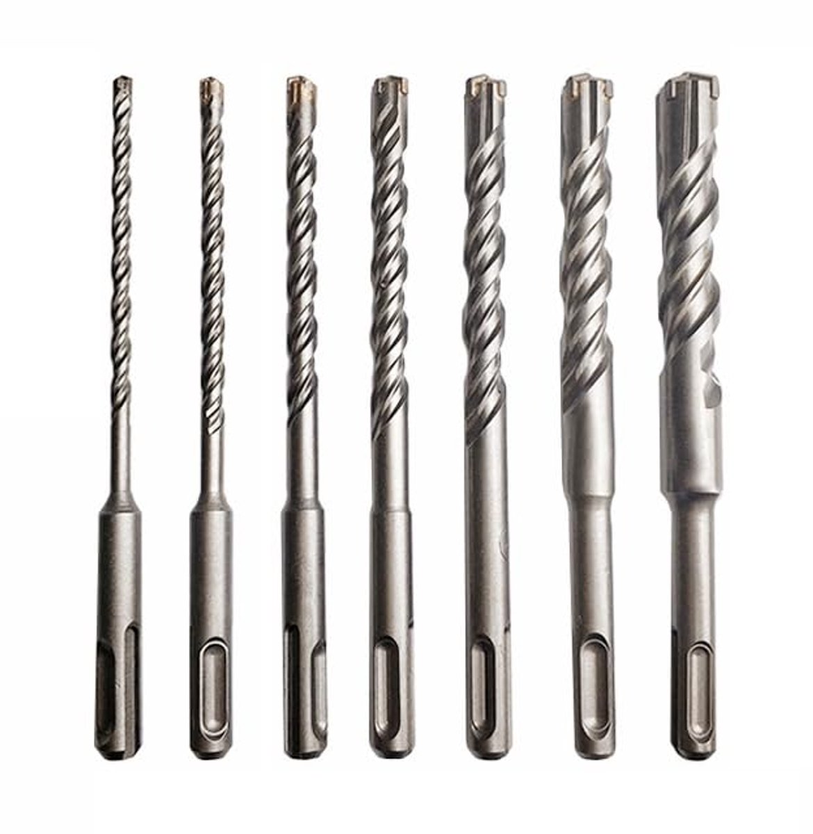 Plus boorset, 7-delig, 5/6/8/10/12/14/16 mm x 160 mm, 40CR stalen hardmetalen boor, wolfraamcarbide punt, hamerboorset voor beton, metselwerk, steen, SDS-Plus boor voor boorhamer