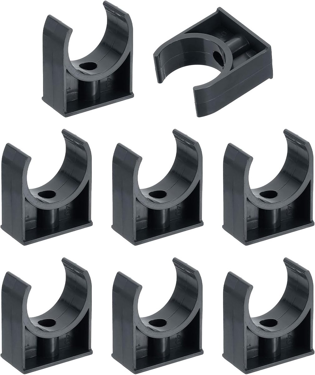 8 stuks pvc-waterbuisklemmen, U-vormige slangklemmen, irrigatiebuishouder voor 40 mm buitendiameter voor tv-schalen, slangklemhouder, slang, zwart