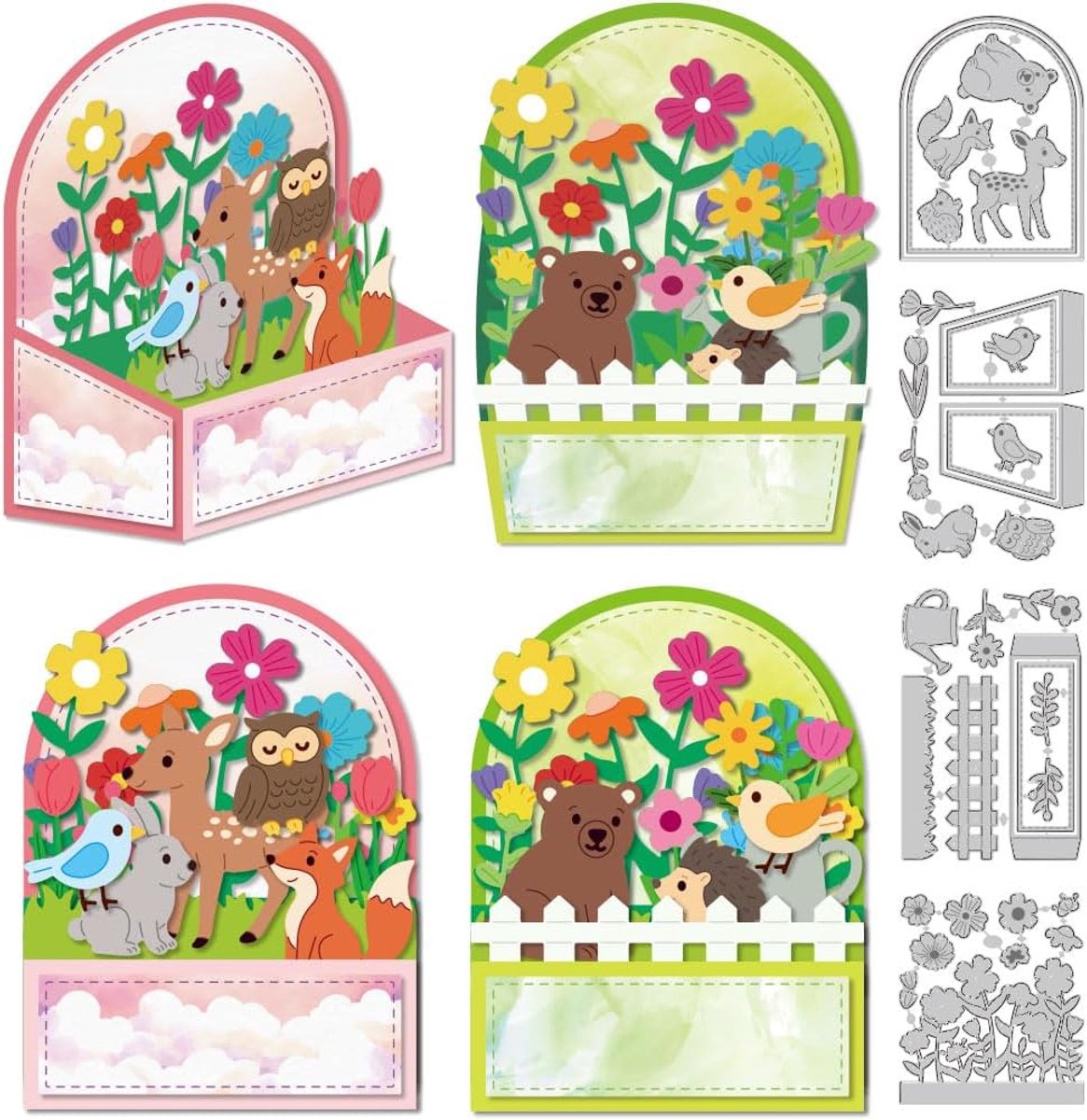 3D Animal Garden Card Stacks Base Cutting Dit Snijden Van Koolstofstaal Scrapbooking Sjablonen Voor Kaarten Maken Wenskaarten Uitnodigingen En Ambachten