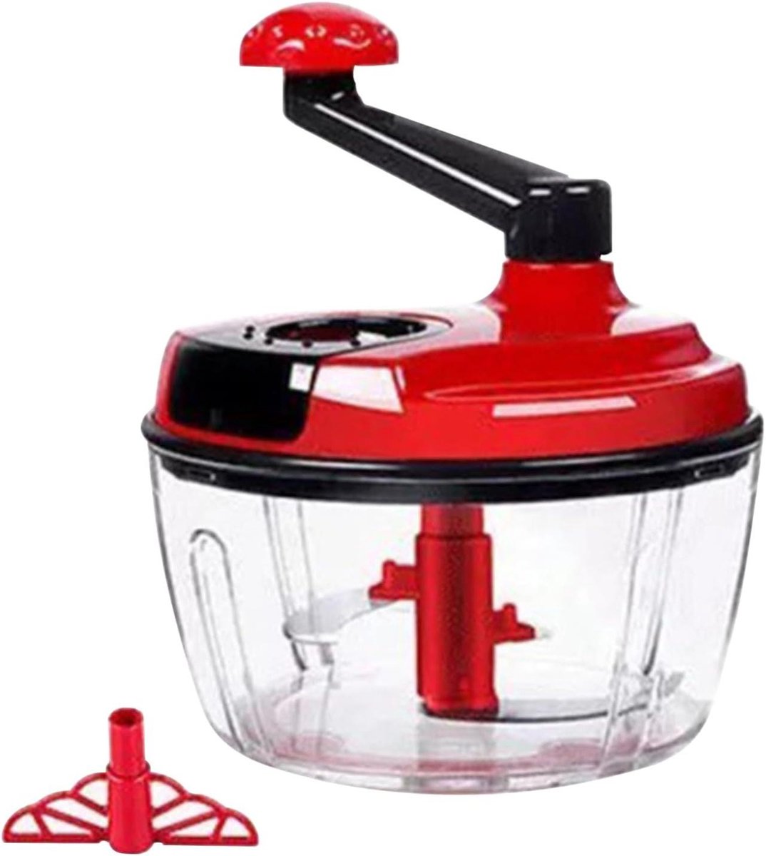 Handmatige Hakmolen - Keukenmachine Notensnijder - Groenten Versnipperen - Met Trekkoord - 20 cm - Rood