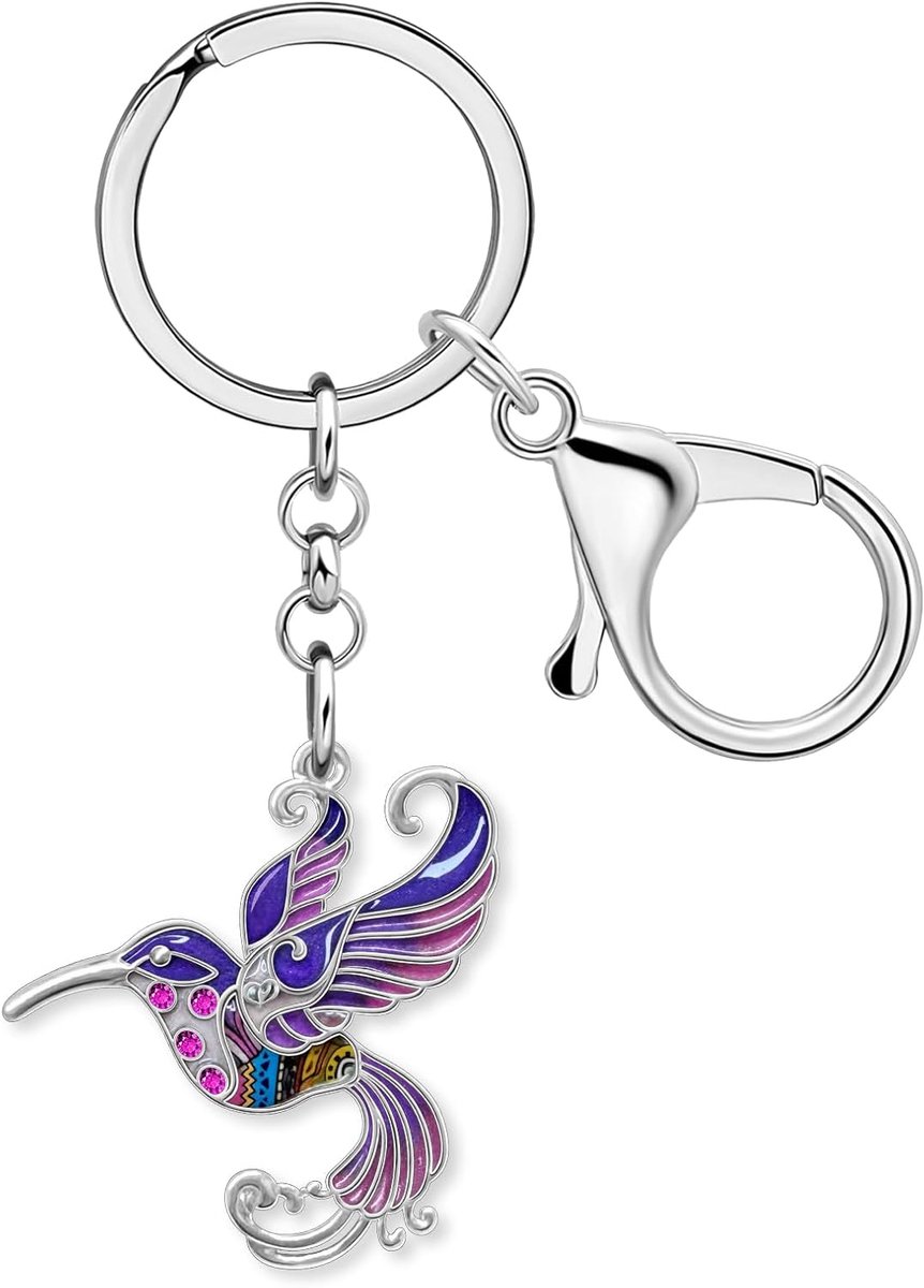 Emaille Kolibrie Sleutelhanger Vogelliefhebbers Geschenken voor Vrouwen, Legering Zoemende Vogel Sleutelhangers Accessoires Tas Rugzak Charms