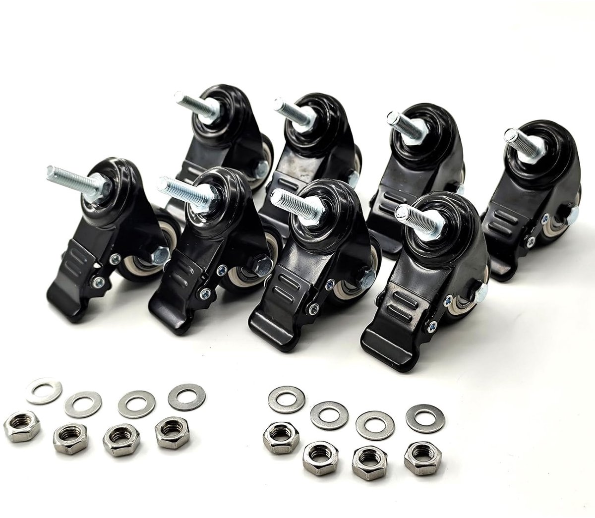 Rol met M8 x 25 schroefdraadstang en afstandsmoer, 1,5 inch, voor winkelwagen, trolleys, werkbanken, meubels (met remwielen, 8)