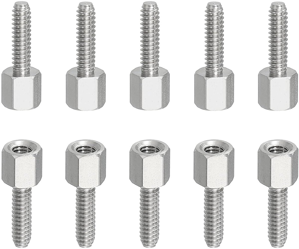 Afstandhouders met schroeven, 10 stuks, #4-40 x 10 mm, mannelijk op M3 x 5 mm, vrouwelijk, 304 roestvrij staal, zeshoekig, verloopstuk, afstandhouder, schroefdraadadapter