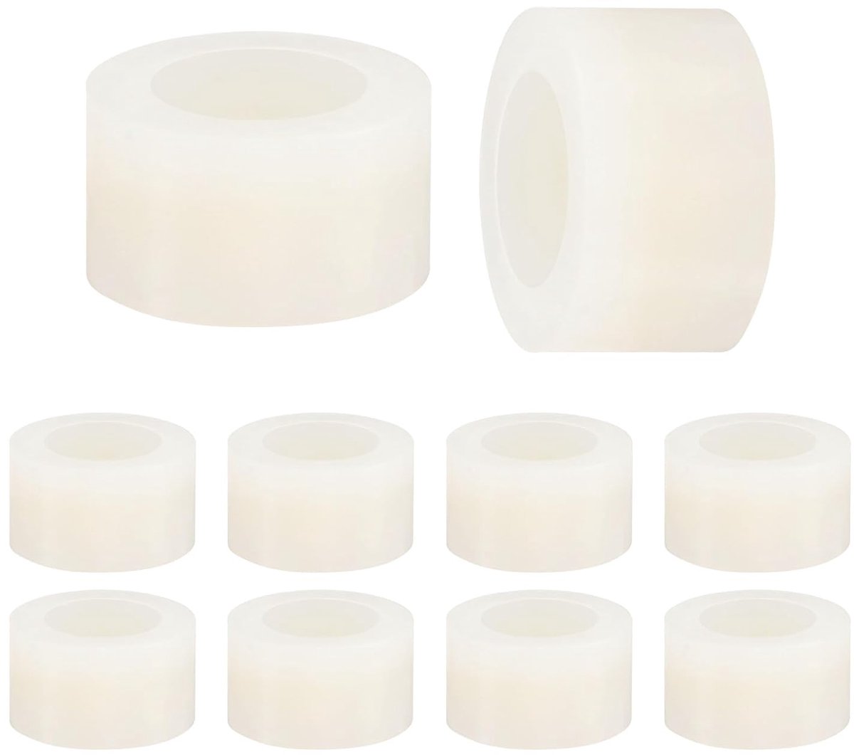 METERXITY Set van 100 nylon ringen, 4,2 mm ID 7 mm OD 4 mm lengte ronde plastic afstandhouder afstandhouder niet-schroefdraad voor M4 schroeven/bouten/stopcontact/schakelaarhouder [wit]