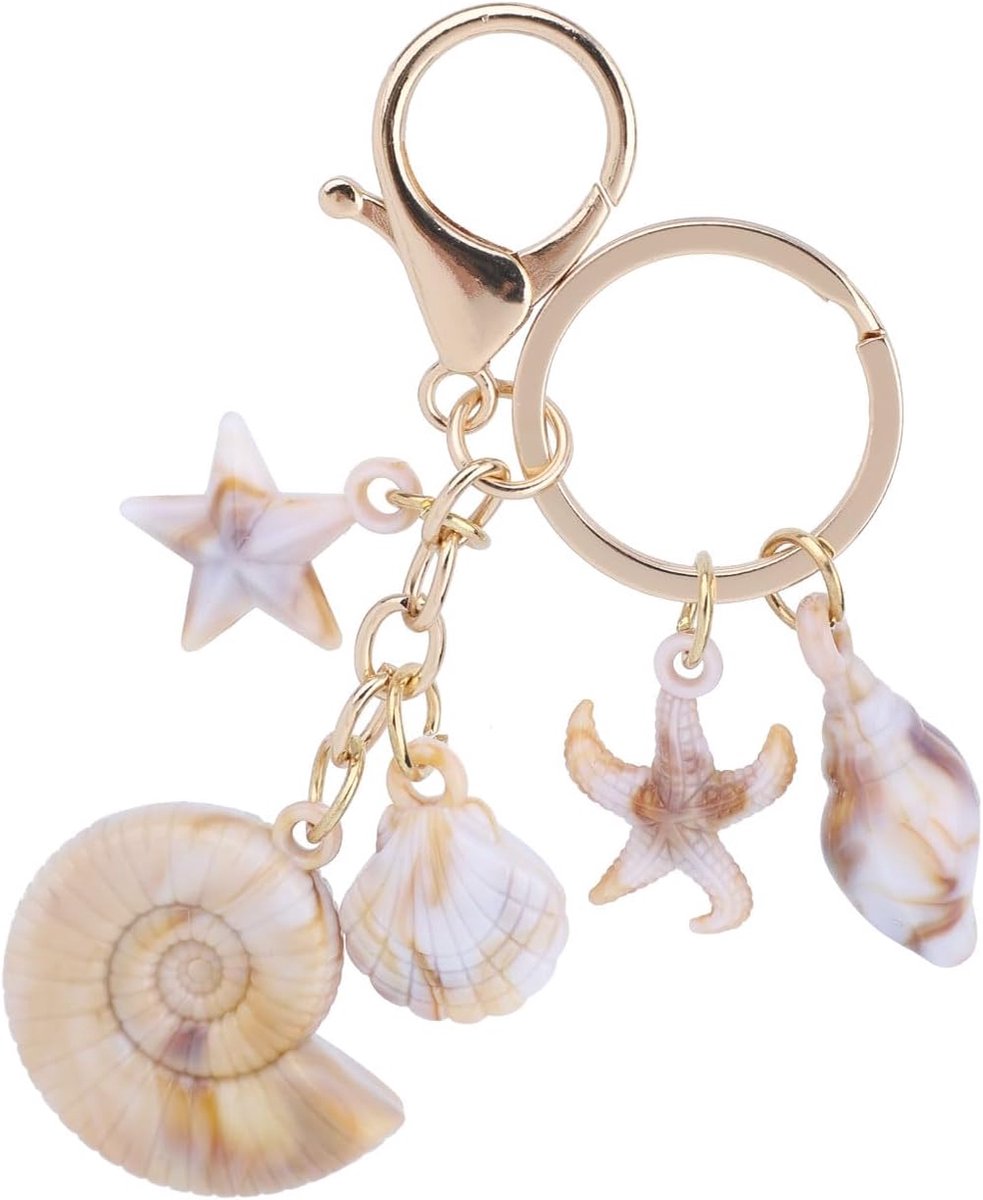 Schelp Conch Sleutelhanger, Strandtas Bedeltjes Zomer Schelp Sleutelhanger Autosleutel Portemonnee Rugzak Handtas Decoratie en Sieraden Cadeaus voor Liefhebbers Oceaan