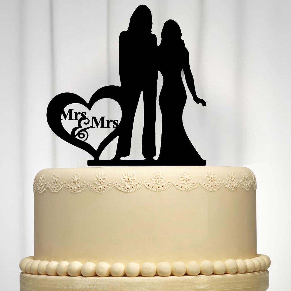 & Mrs Cake Topper lesbische bruidstaart decoratie voor vrouwen zwart acryl vrouw en vrouw huwelijkscadeau voor verjaardag verlovingsfeest
