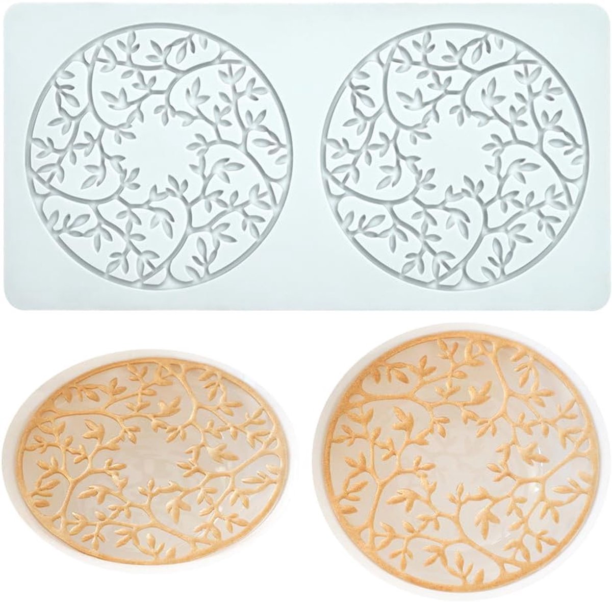 Fondant Kant Mat, Sugar Craft Impressie Mold Eetbare Cake Moleculaire Cuisine Decoreren, 2 Gaten Leaf Ring