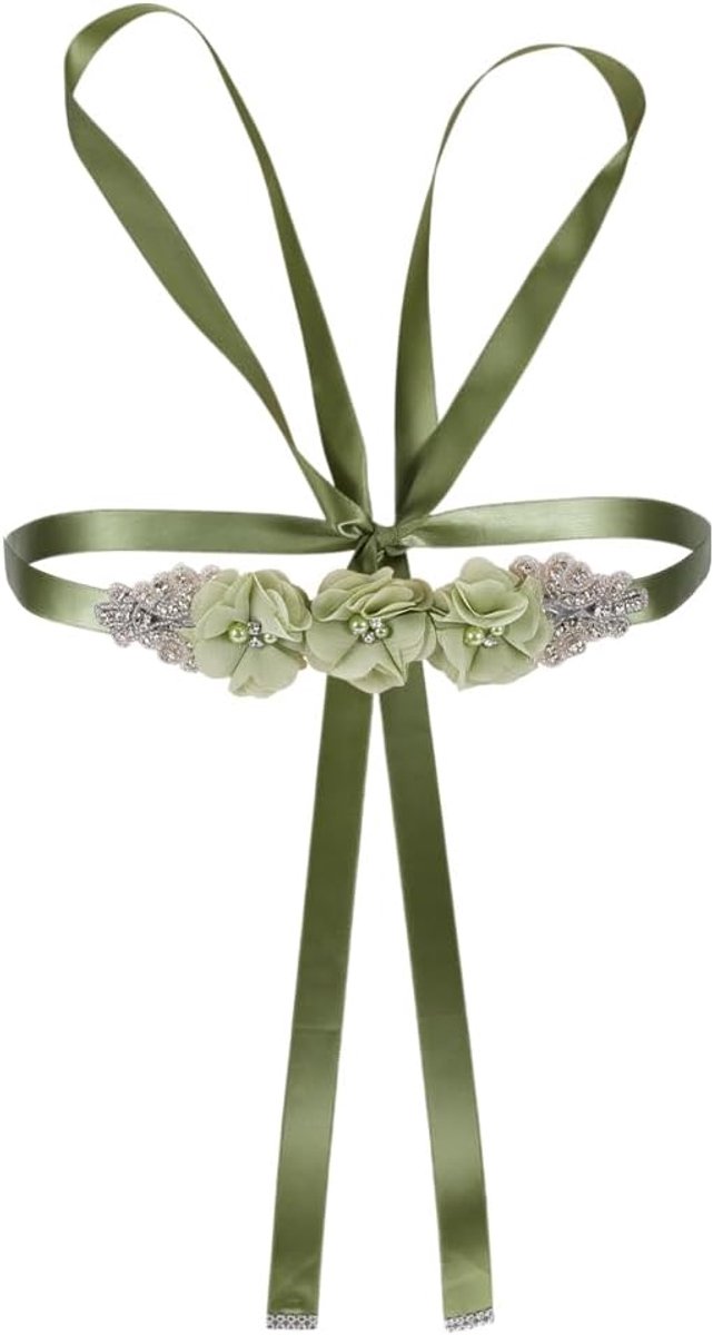Bruidsriem voor bruiloften sjerp met bloemen strass parels satijnen lint bruidsriem taillesjerp voor jurken bruidsmeisjes zwangerschap babyshower