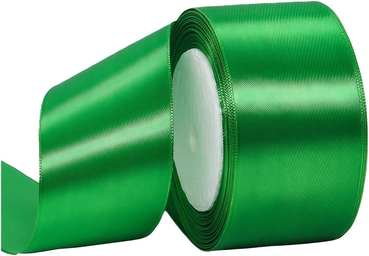 lint 40 mm, groen satijnen lint, 22 meter, polyester lint, groen lint voor inpakken, decoratie, bruiloft, Kerstmis, knutselen en geschenkverpakking