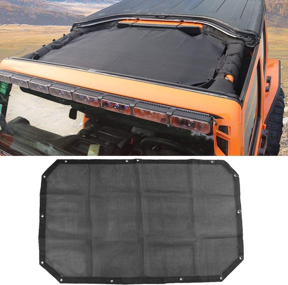 Duurzame polyester mesh polyester beschermhoes biedt uv-bescherming voor het Wrangler JK of JKU net met 2 deuren (2007-2016).