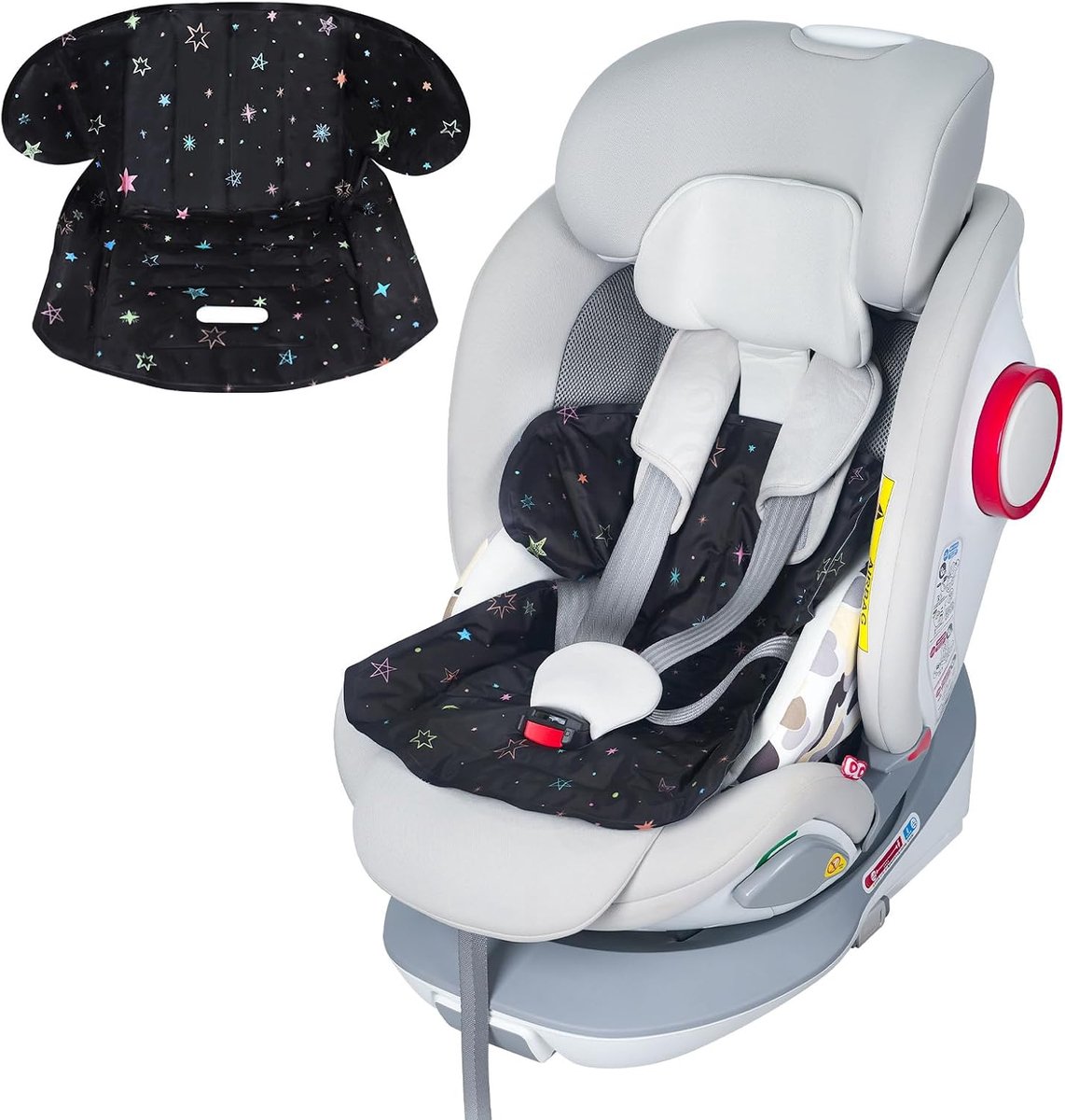 Autostoel Gel Zitkussen, Omkeerbare Autostoel Koelmat Kussen Potjestraining Koelmat voor Baby's met EVA, Grote Koelmat voor Babyautostoel, Kinderwagens, Buggy's en Wandelwagens, Zwart
