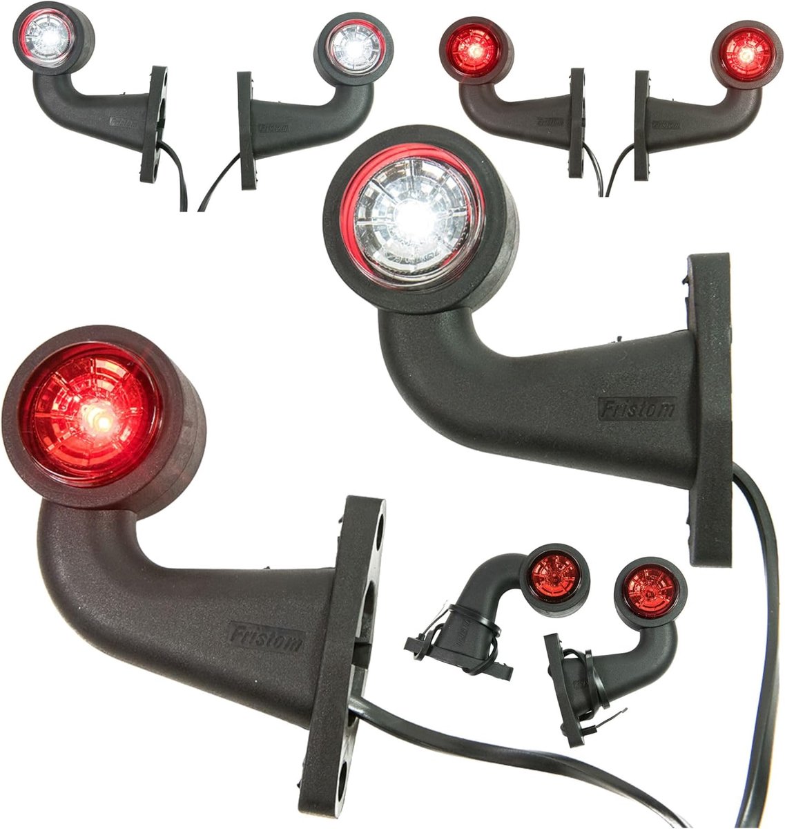 2 x LED rubber zijlicht 12V 24V met goedkeuring E positielicht auto caravan caravan lamp wit rood vierkant kort