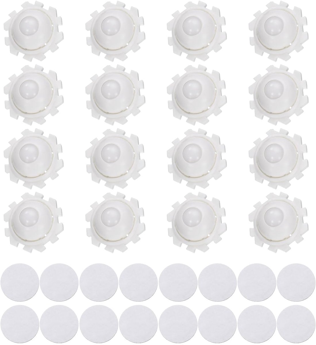 Zwenkwielen, 1 inch, 360° zwenkwielen, universele sticky low profile roller, 1 nylon rolkogel voor meubels, opbergbakken, kleine apparaten, wit