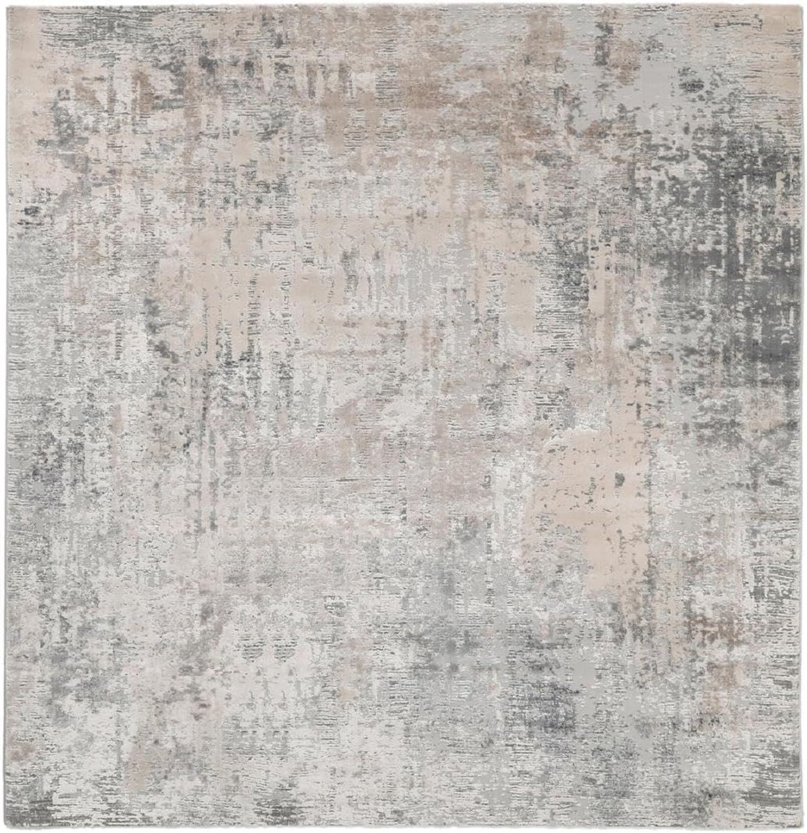Ritz Vloerkleed, 250 x 250 cm, Licht Grijs | Vintage, Vierkant, Middelpolig, Alleen chemisch reinigen, Oeko-Tex 100, Woonkamer, Eetkamer, Slaapkamer, Keuken