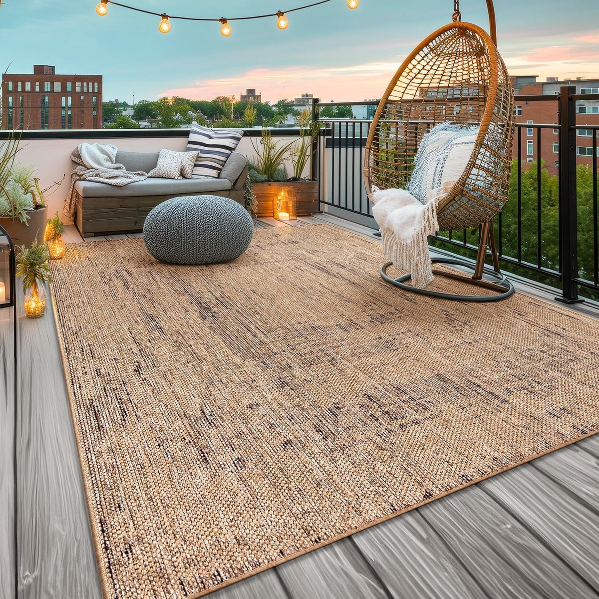 Home Tuin Vloerkleed Balkon Keuken Effen Kleur Wasbaar Abstract Vloerkleed, Kleur:Beige Oker, Maat:120x160 cm