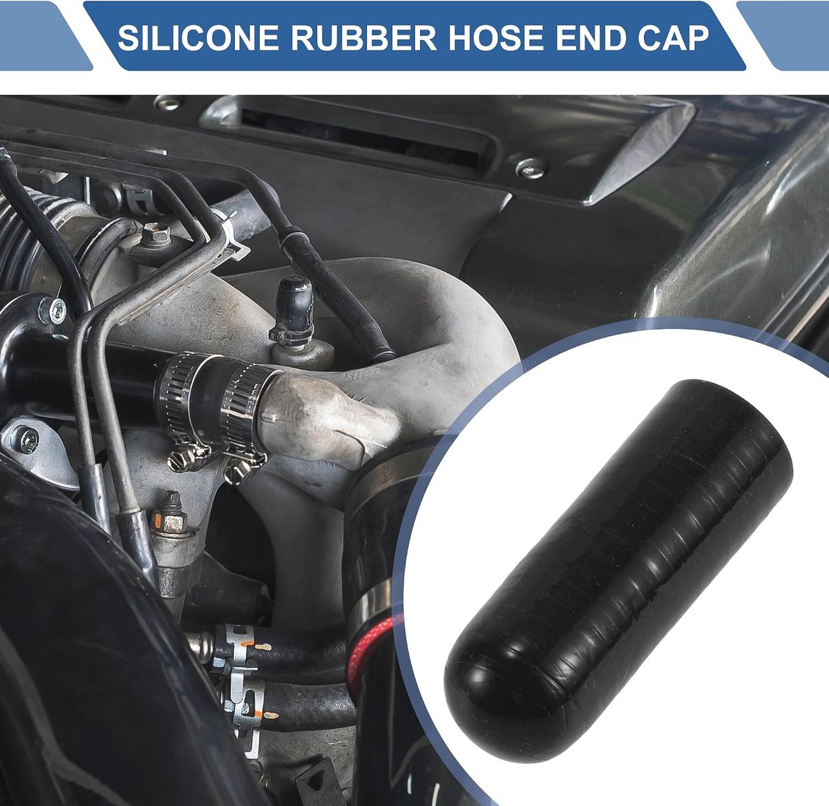 1 stuk 60 mm lengte 18 mm ID-eindkap van zwart silicone voor auto met klem versterkte siliconen dop voor universele aftakbuis