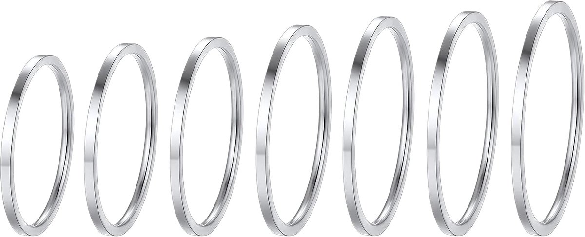 Ringenset, stapelring, knokkelring voor dames en meisjes, zilver, verguld, roségoud, midi, stapelbare vingerring met geschenkdoos voor Valentijnsdag, verjaardag, Roestvrij