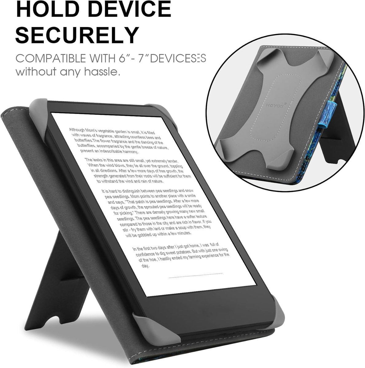Universeel hoesje voor 6,8 inch eReader, compatibel met Pocketbook/Tolino/Sony E-Book Reader Kindle Paperwhite/Kobo Clara HD/Kobo Clara 2E hoesje met standaard, sterrennacht – foto 3