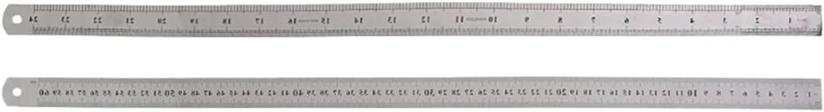 Roestvrijstalen Liniaal - Meetlat Metaal - Houtbewerking Tekenen - Dubbelzijdige Schaal - 60 cm - Zilver
