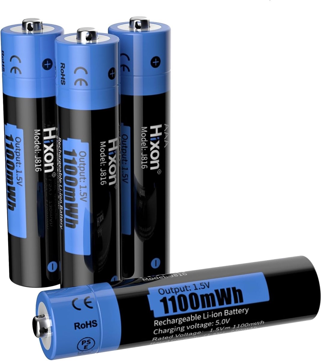 AAA oplaadbare lithium batterij 1100 mAh - 4-pack - hoog vermogen - perfect voor afstandsbedieningen - ShopVlot