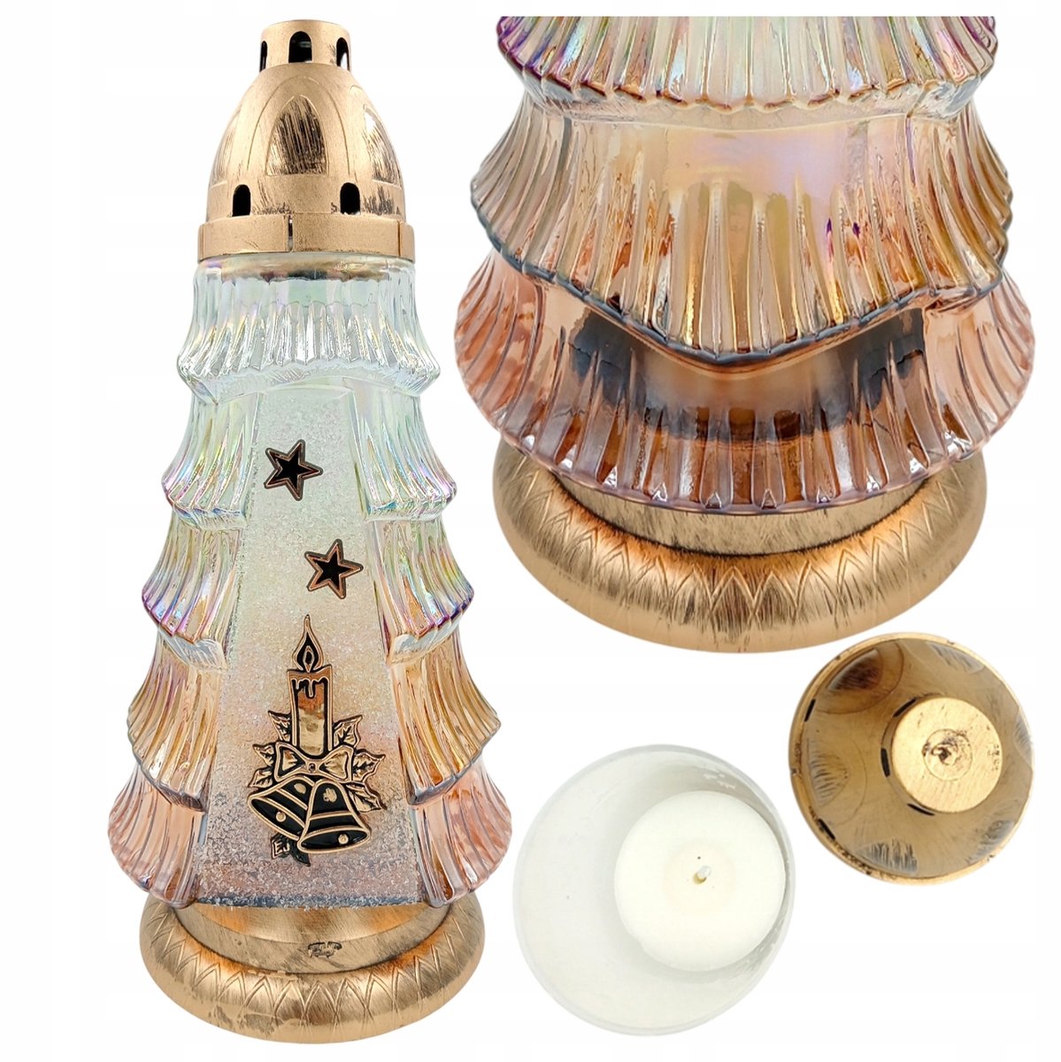 Merkloos Glazen Kerst Znicz - Kerstboom Motief - 36 cm