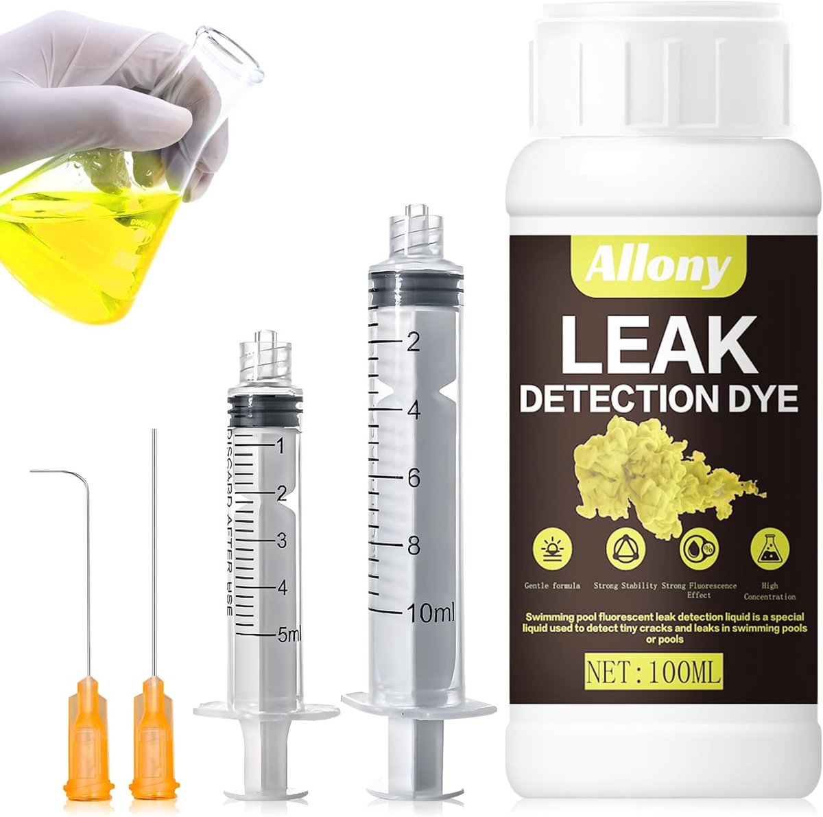 Lekdetectie voor zwembaden, 100 ml - Fluorescerende formule - Voor het opsporen van lekkages - ShopVlot